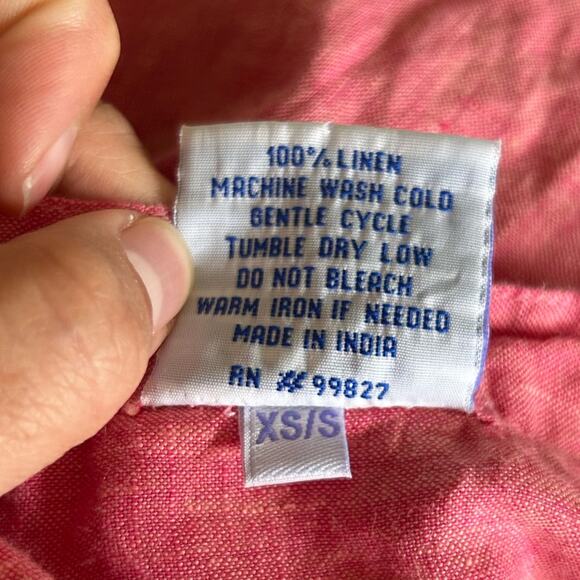 Pine Cone Hill Fine Linens 100% Linen Pink Long Sleeve Henley Button Shirt Dress - Picture 5 of 5